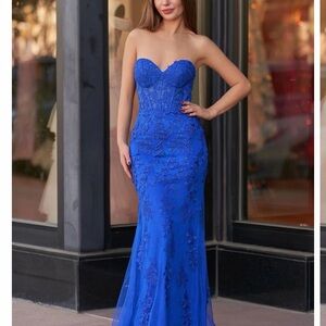 Royal Blue Strapless Gown